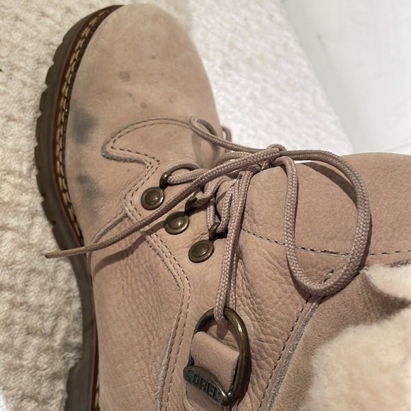 Sorel Shearling Vintage Nubuck Pisa Wool Plush Lined Lace Up Hiking Boots - Picture 9 of 13